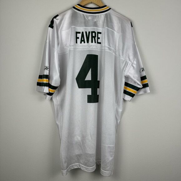 VINTAGE Reebok Green Bay Packers Jersey Mens XXL 2XL White Brett Favre Football - Picture 8 of 8